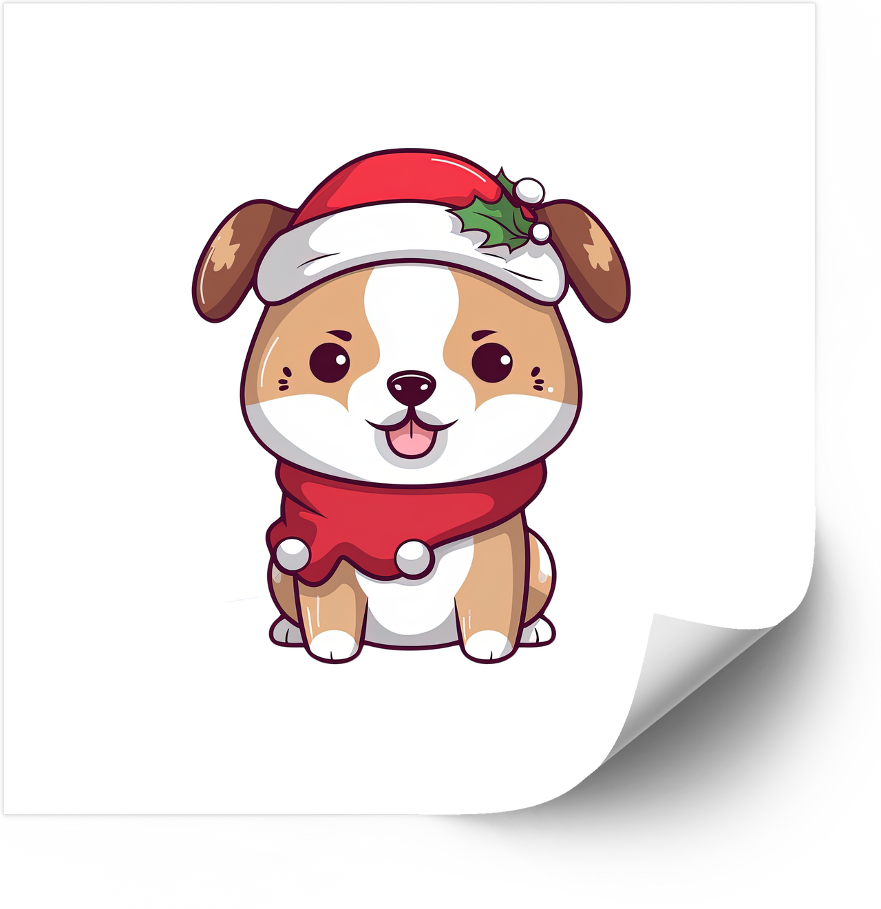 Christmas Puppy Santa Hat Sticker | Kawaii Holiday Dog Vinyl Decal