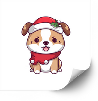 Thumbnail for Christmas Puppy Santa Hat Sticker | Kawaii Holiday Dog Vinyl Decal