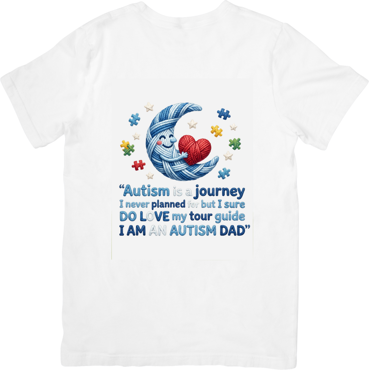 Autism Dad Journey T-Shirt | Cute Minimalist Awareness Moon Graphic Tee | Autism Dad Gift