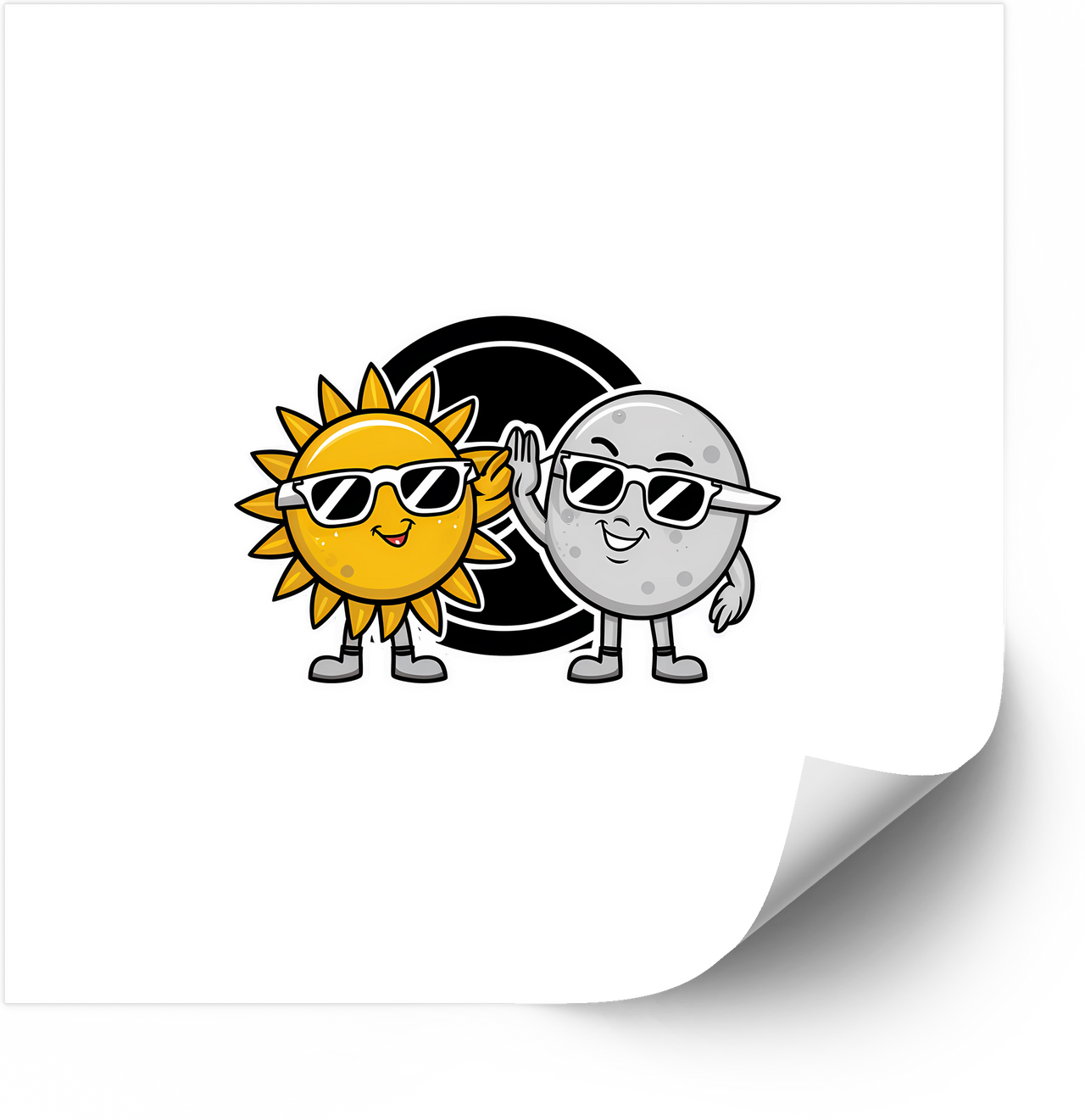 Sun and Moon Solar Eclipse Sticker | Cute Funny Space Duo Vinyl Decal