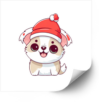 Thumbnail for Cute Christmas Puppy Santa Hat Sticker | Kawaii Holiday Dog Vinyl Decal