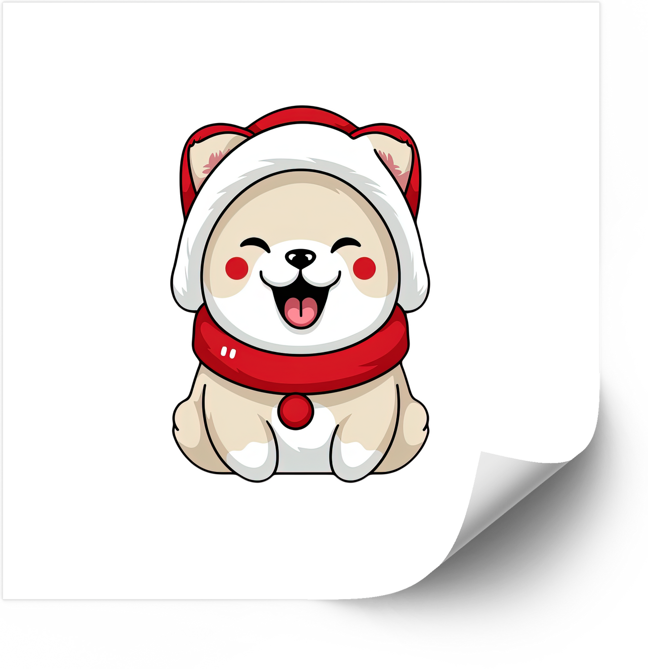 Kawaii Christmas Shiba Inu Sticker | Cute Holiday Puppy Vinyl Decal