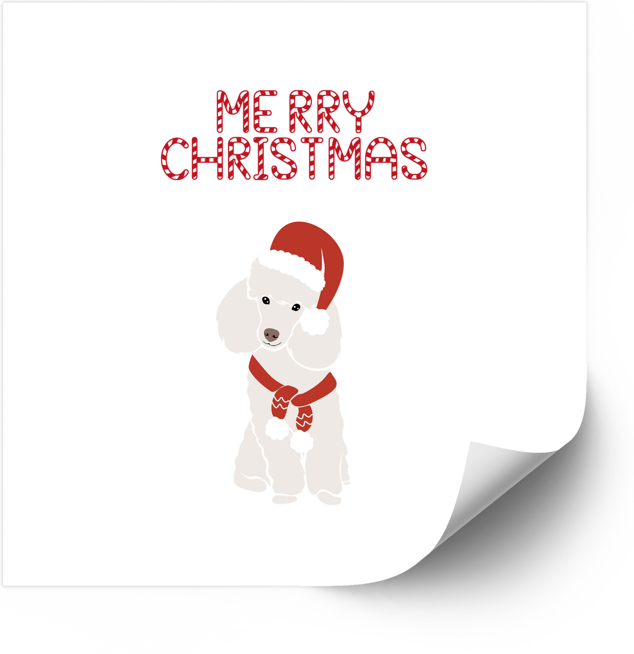 Merry Christmas White Poodle Sticker | Cute Holiday Dog Santa Vinyl Decal