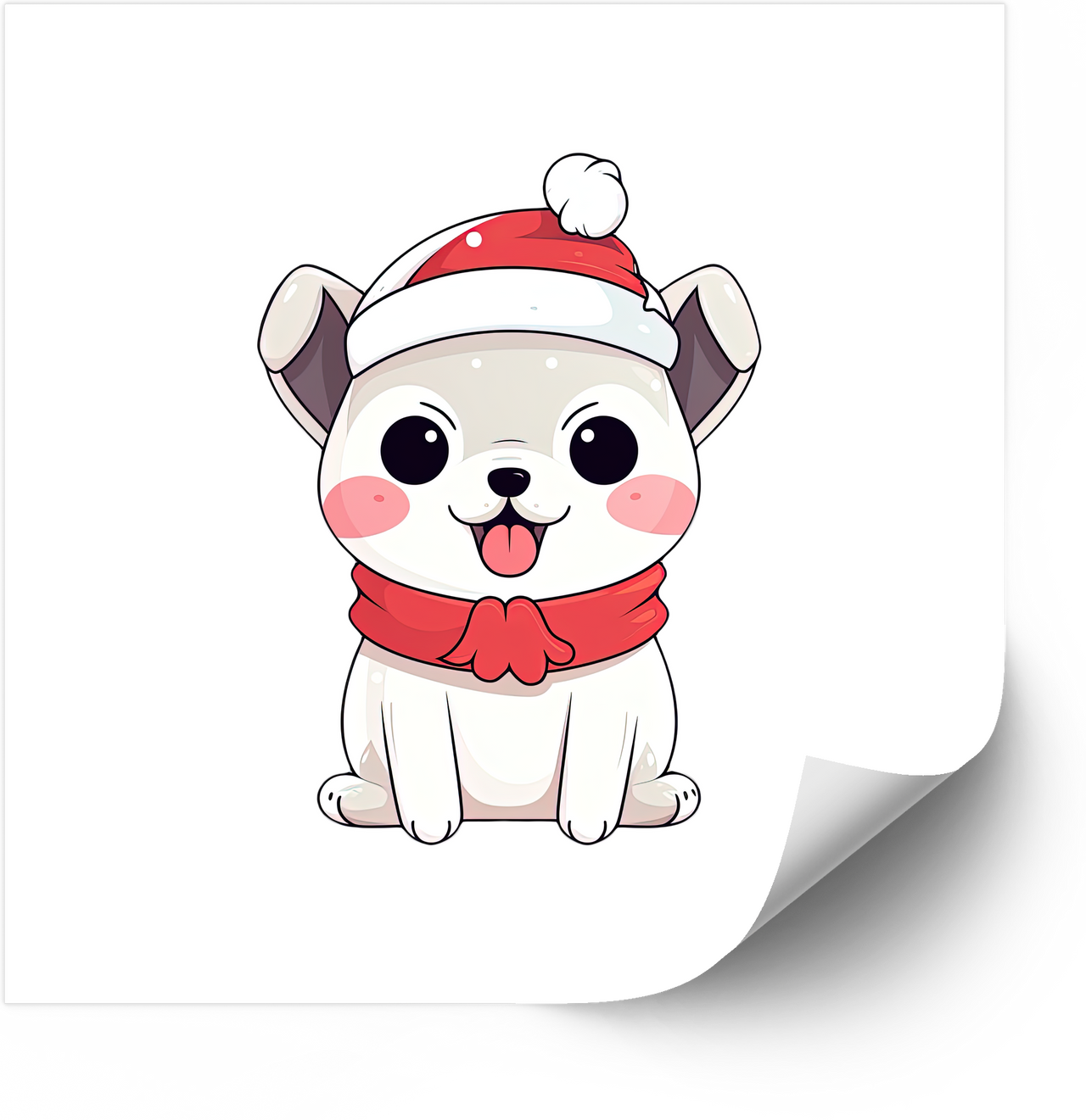 Kawaii Christmas Dog Sticker | Cute Holiday Puppy Vinyl Decal