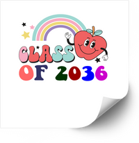Thumbnail for Class of 2036 Sticker | Retro Rainbow Apple School Vinyl Decal