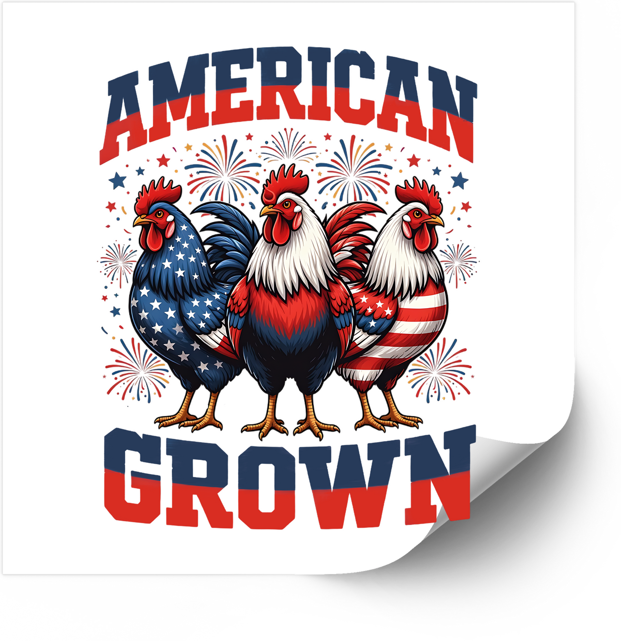American Grown Patriotic Roosters Sticker | Funny Fourth of July Farmhouse Vinyl Decal