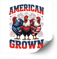 Thumbnail for American Grown Patriotic Roosters Sticker | Funny Fourth of July Farmhouse Vinyl Decal